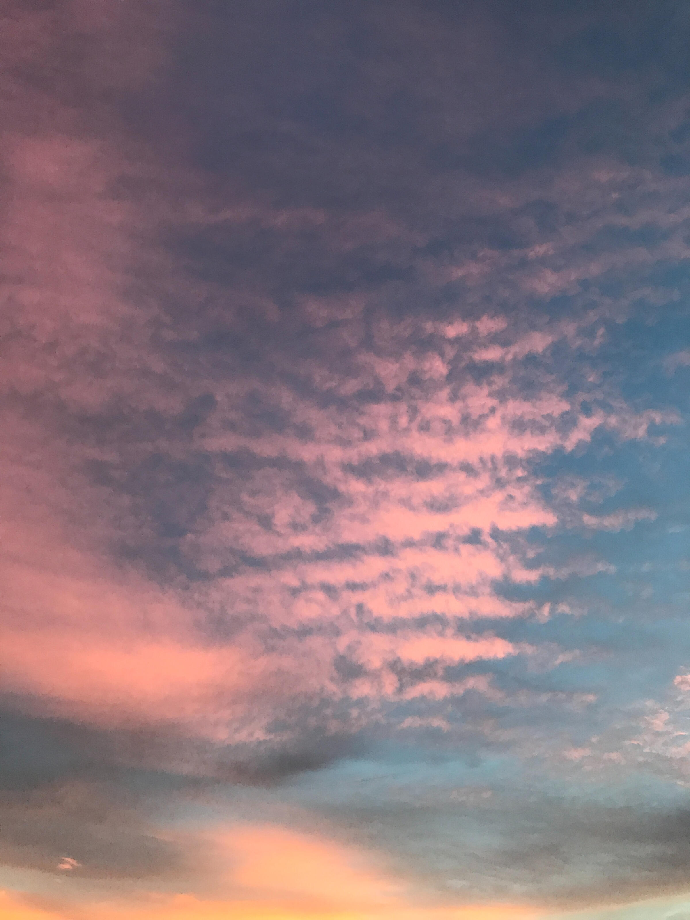 Photograph by Bryan Peach Pink clouds across a blue evening sky. Photograph by Bryan Peach.